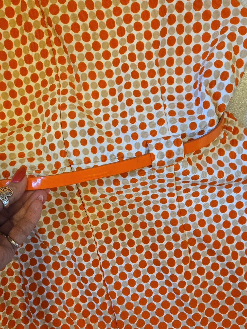 ILe New York Orange/Tan Geometric Design Print Belted Dress - Picture 10 of 10